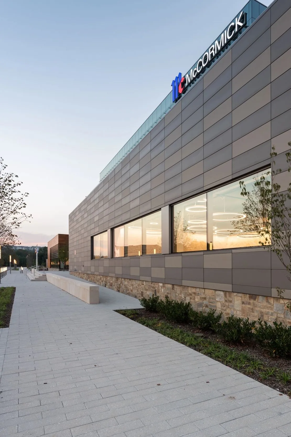 Fiber cement rainscreen panels on a completed commercial facade by Exterior Finishes Ltd