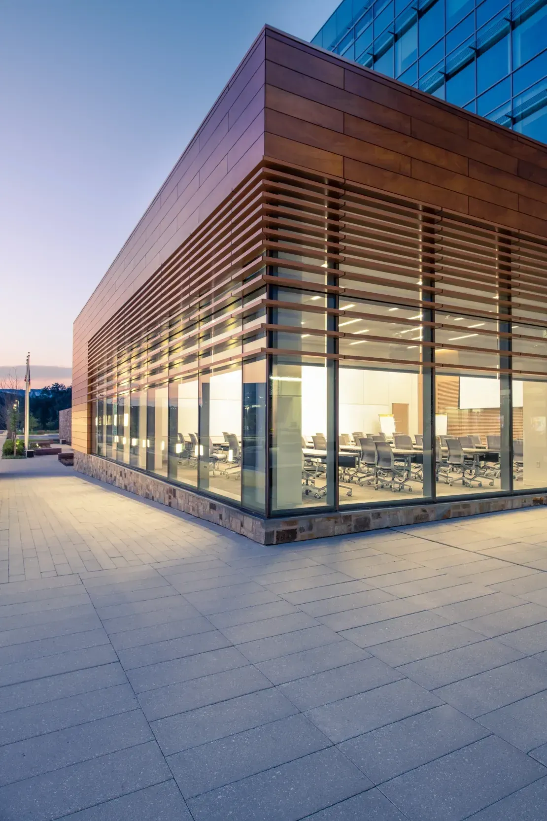 Completed mixed-color HPL rainscreen facade by Exterior Finishes Ltd